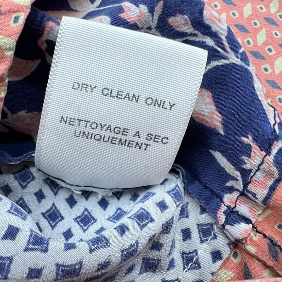 Joie Silk Sleeveless Floral Geometric Print Tank Top Navy Pink Orange Size Small - Picture 9 of 10